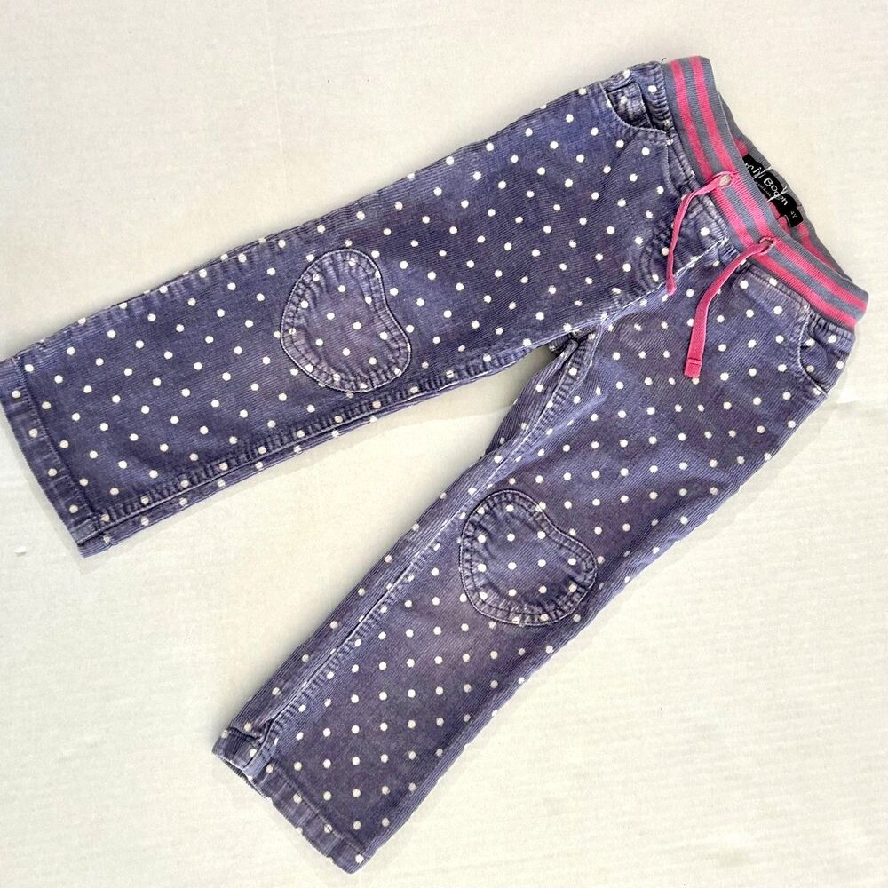 Mini Boden Pink & Purple Polka Dot Corduroy Pants, Girls 4Y